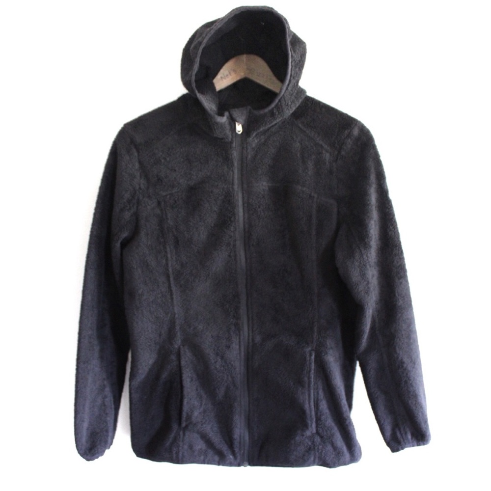 Preowned Spyder Faux Sherpa Zipped Hooded Sweatshirt Black Medium